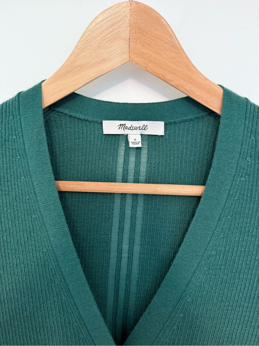 Madewell Green Ribbed Knit Cardigan — NWOT